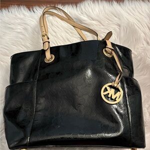 Michael Kors Black and Tan Tote Bag